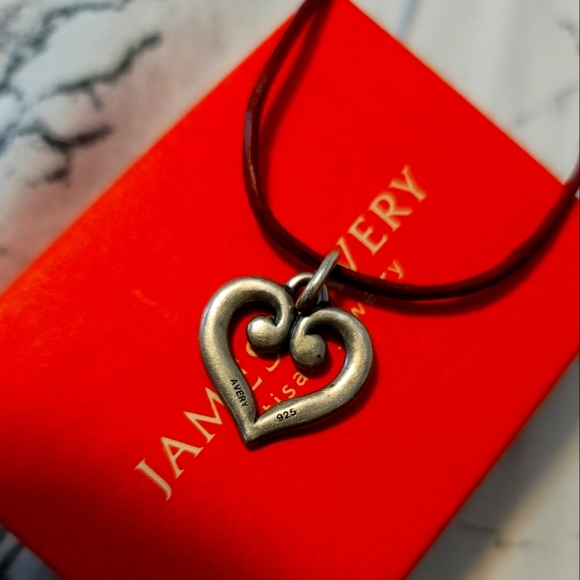 James Avery Jewelry - James avery scrolled heart on red leather cord